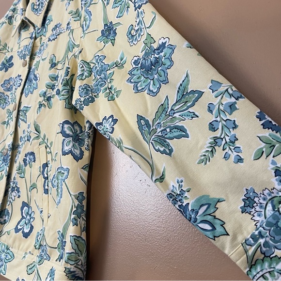 Appleseed’s Women’s Size 18 Jacket Yellow Blue Floral Blazer w/Pockets - Picture 5 of 6